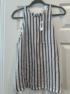 Old Navy White and Navy Striped Sleeveless tank